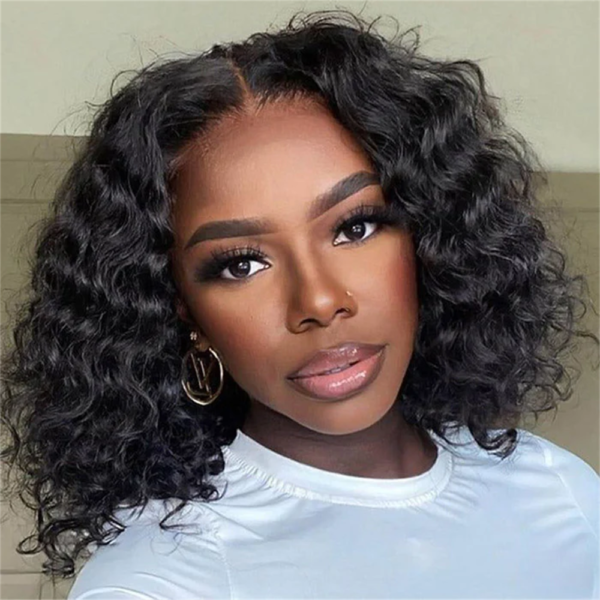 Deep Wave 13X4 Transparent Lace Bob Wig Length from 10'' - 14''