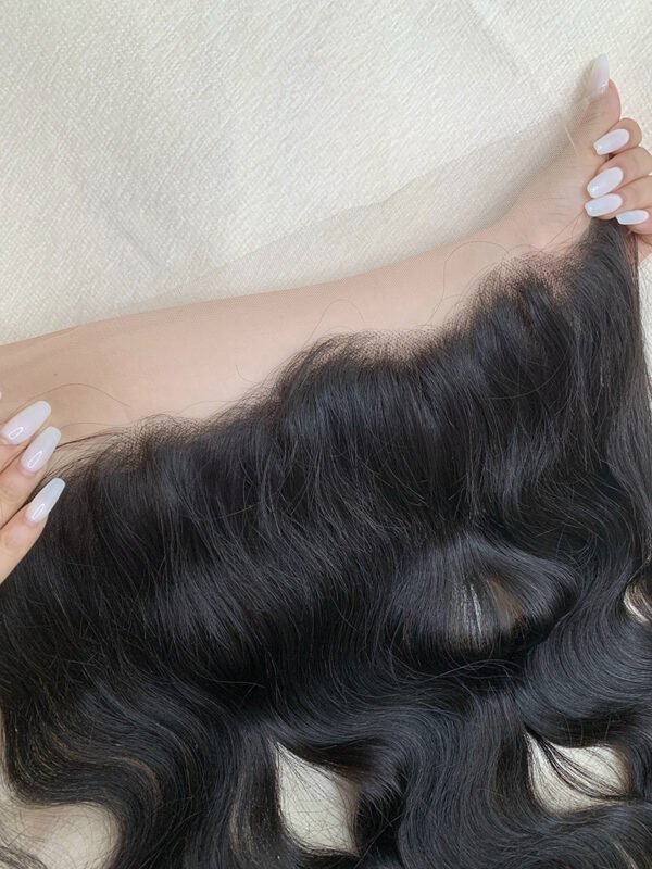 Body Wave 14A Top Burmese Transparent Closure Frontal with Pre Plucked with Baby Hair Natural Color