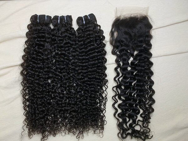 3 Bundles Water Wave + 5x5 Transparent Lace Closure Invisible Lace Top Quality Premium Hair