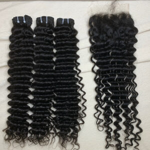 3 Bundles Deep Wave + 5x5 HD Lace Closure Invisible Lace Top Quality Premium Hair