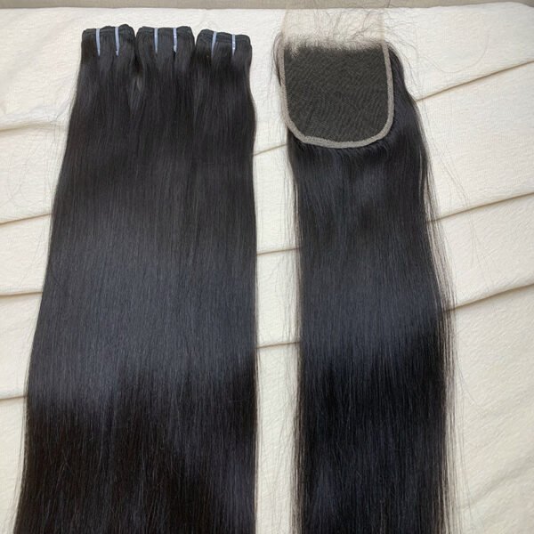 3 Bundles Straight + 5x5 HD Lace Closure Invisible Lace Top Quality Premium Hair