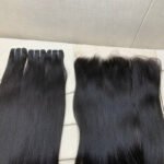3 Bundles Straight + 13X4/13X6 Transparent Lace Closure Invisible Lace Top Quality Premium Hair