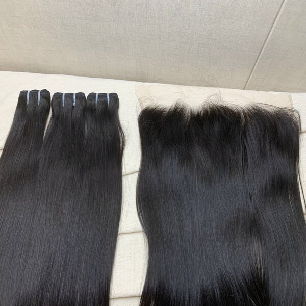 3 Bundles Straight + 13X4/13X6 Transparent Lace Closure Invisible Lace Top Quality Premium Hair