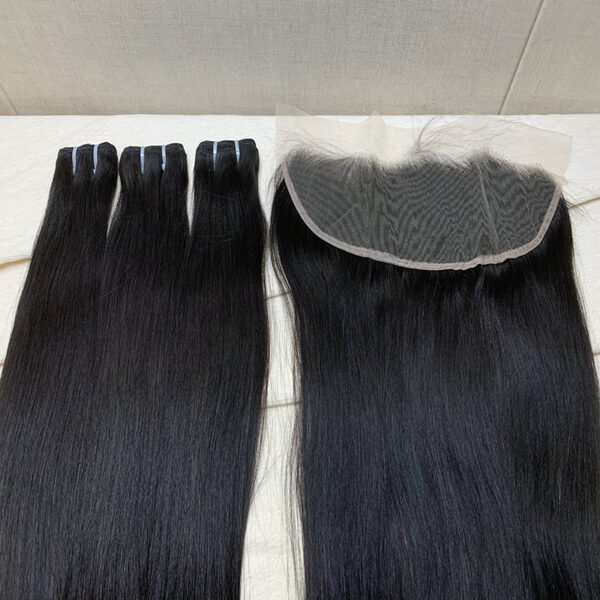 3 Bundles Straight + 13X4/13X6 Transparent Lace Closure Invisible Lace Top Quality Premium Hair