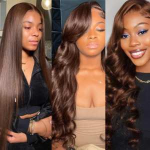 Straight/Body Wave/Deep Wave/Water Wave Chocolate Brown #4 Color 13x4 Transparent Lace Frontal Wig 180% Density