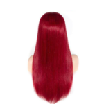 Straight Body Wave Hot Red 13x4 Transparent Lace Frontal Wig 180% Density