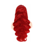 Straight Body Wave Hot Red 13x4 Transparent Lace Frontal Wig 180% Density