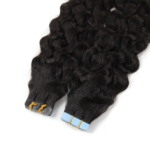 Water Wave Seamless Tape in Natural Black Hair Extensions 100% Real Human Hair