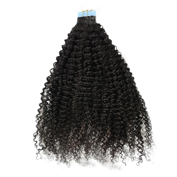 Kinky Curly Seamless Tape in Natural Black Hair Extensions 100% Real Human Hair